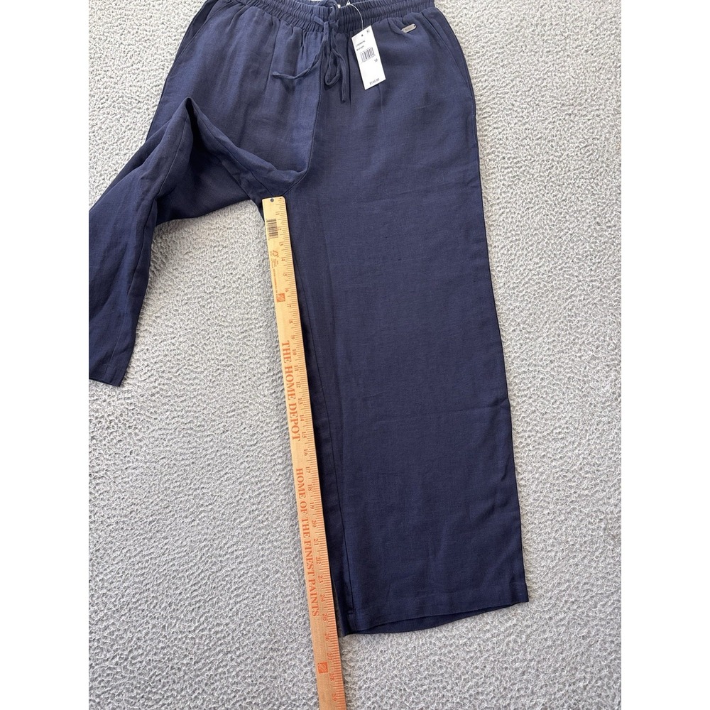 BARBOUR Cherbury Trousers Womens 10 Midnight Dark Blue Linen Elastic Waist NWT - Picture 3 of 13